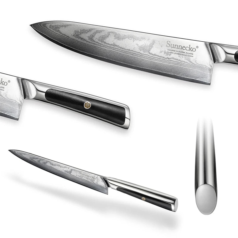 Sunnecko VG10 Damascus Steel Japanese Chef Knife Set