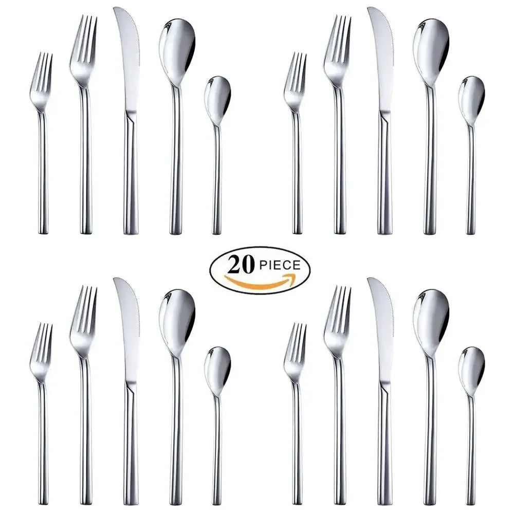 Lemeya 304 Stainless Steel Flatware Set Dinner Knife Fork Spoon