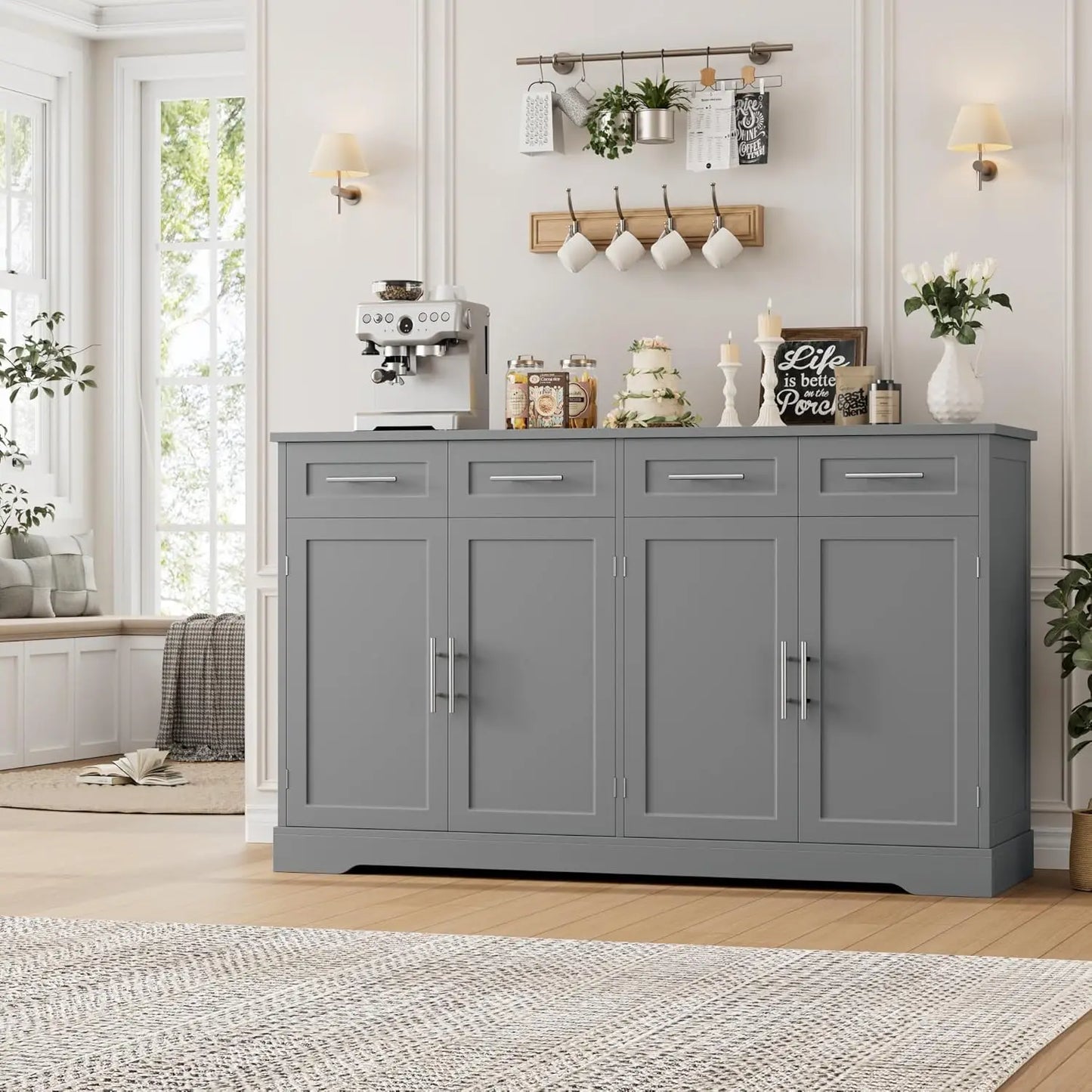 Tongyue Modern Dining Buffet Sideboard with Four Drawers and Storage