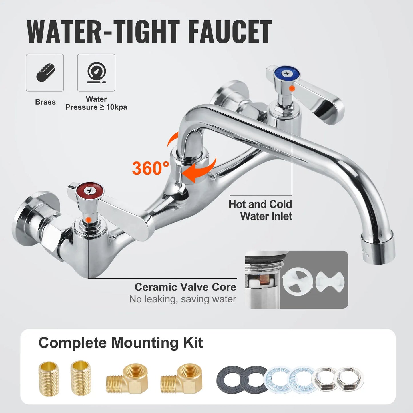 SucceBuy Stainless Steel Kitchen Prep and Utility Sink With Faucet