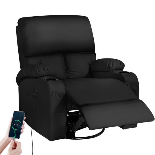 LEVELEVE Retro Rocking Recliner Chair With Massage Heat USB