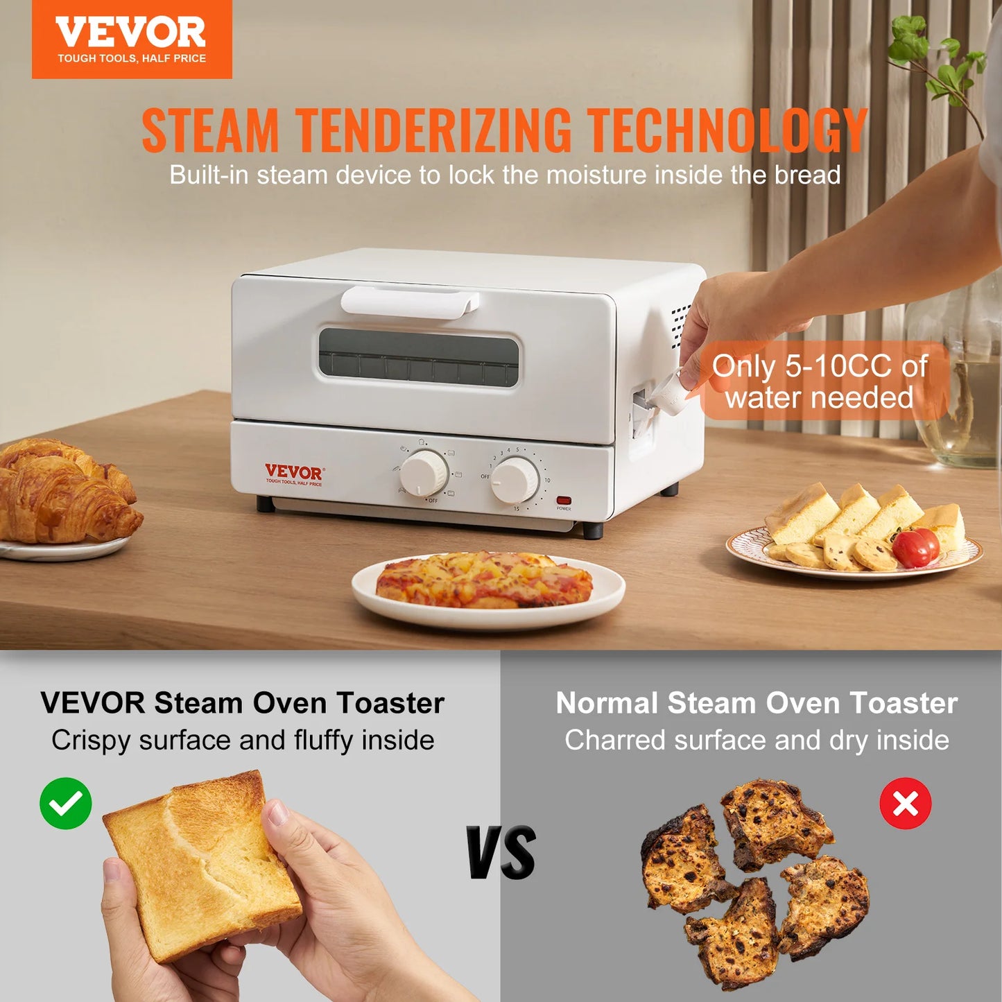 VEVOR 5 In 1 Steam Oven Toaster Convection Oven Countertop