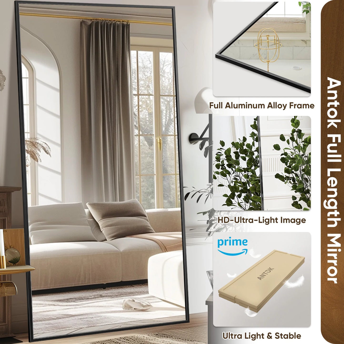 Antok Floor Mirror With Stand For Bedroom And Living Room