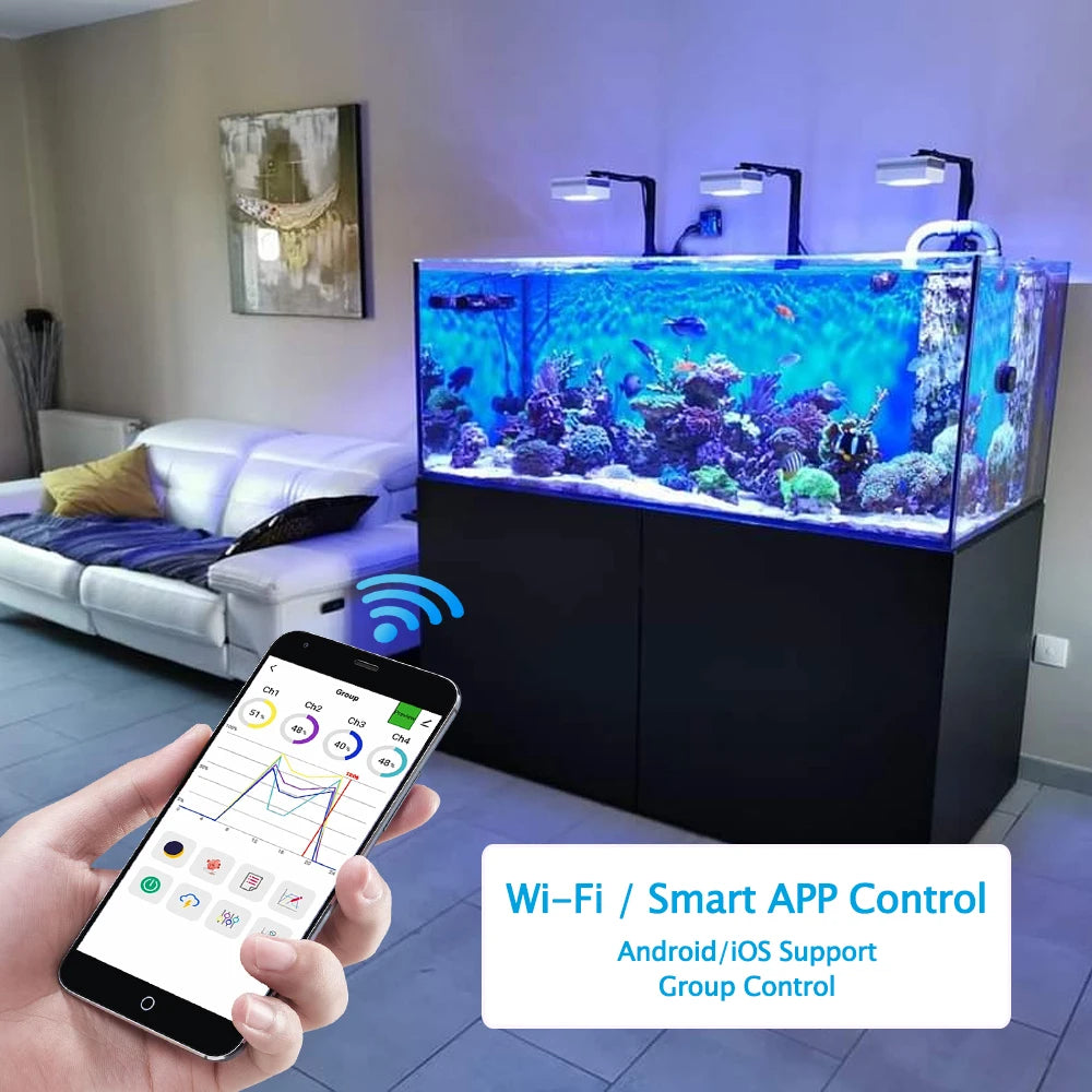 PopBloom RL90 WiFi LED Aquarium Light Full Spectrum AdvancedControl ReefCareSystem