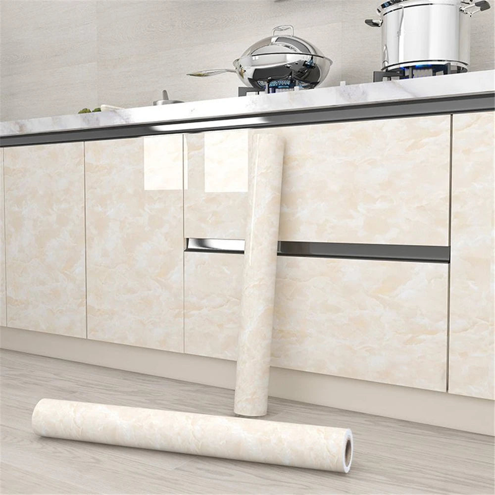 Self Adhesive Marble PVC Film Waterproof Oilproof Wallpaper For Countertops