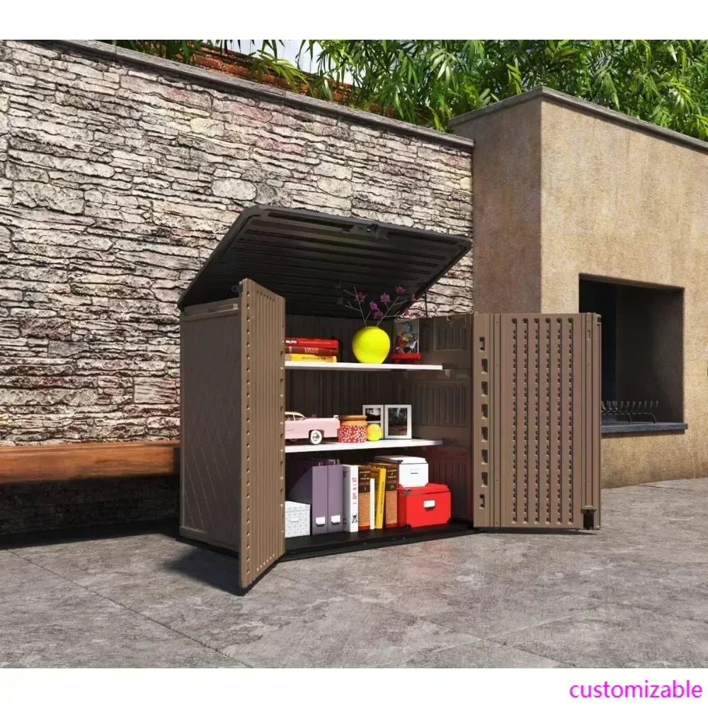 XMSJ Resin Outdoor Storage Cabinet Waterproof For Garden Backyard Home Pool Weather Resistant