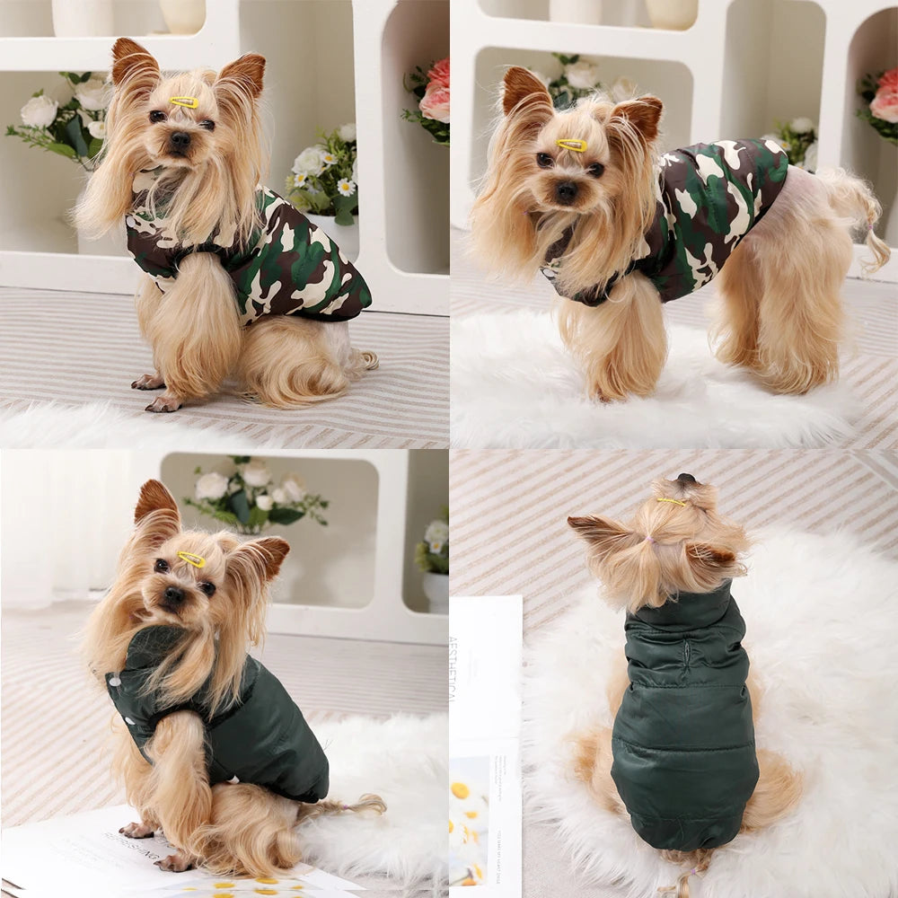 Holapet Reversible AllSeason Weatherproof Winter Dog Jacket Camouflage Print Coat