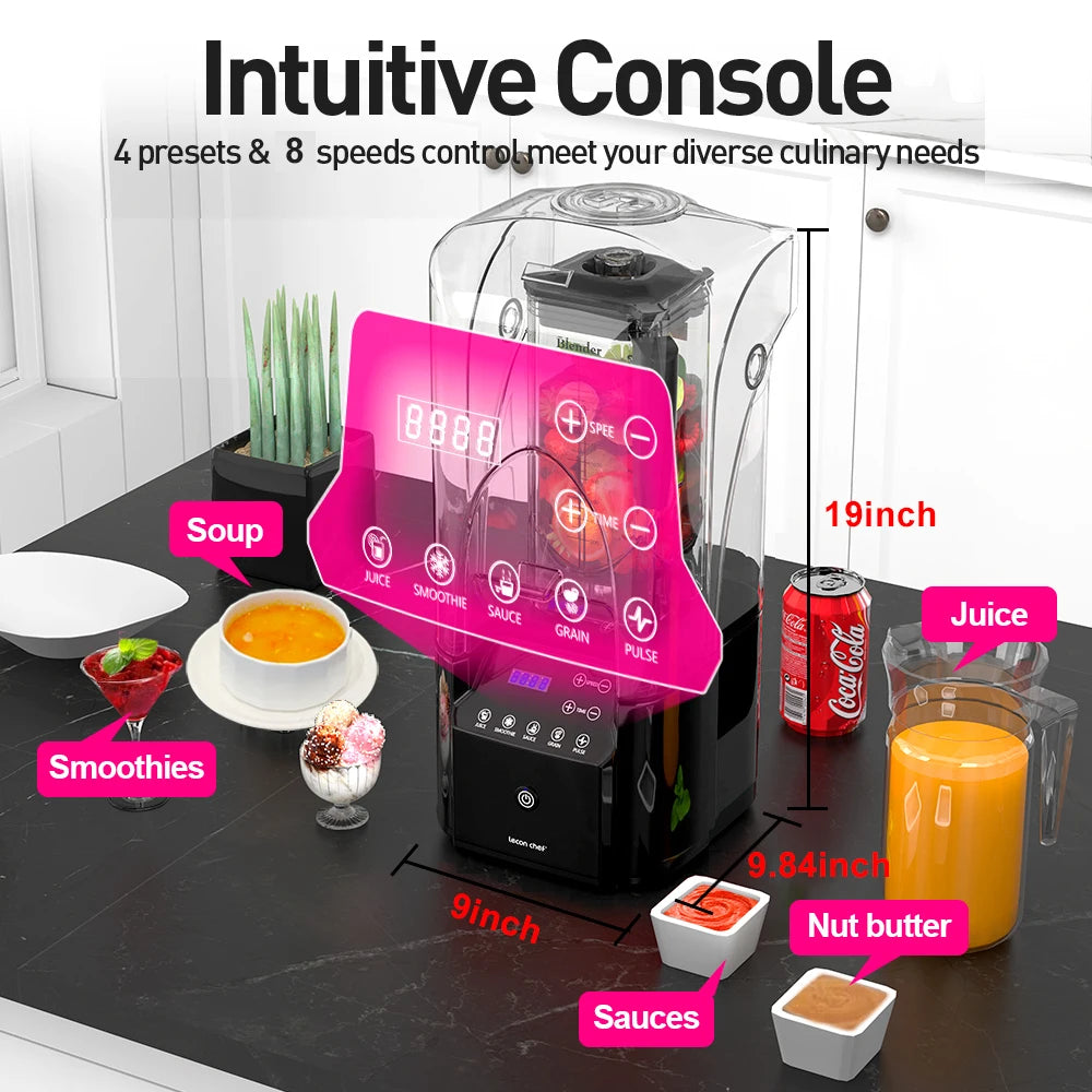 Lecon Chef Commercial Quiet Shield Blender 2200W