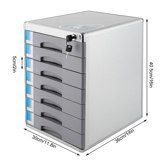 General Use Office 7 Drawer Aluminum Filing Cabinet With Lock