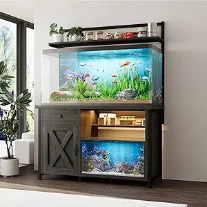 4ever2buy 55-75 Gallon Fish Tank Stand With LED Cabinet