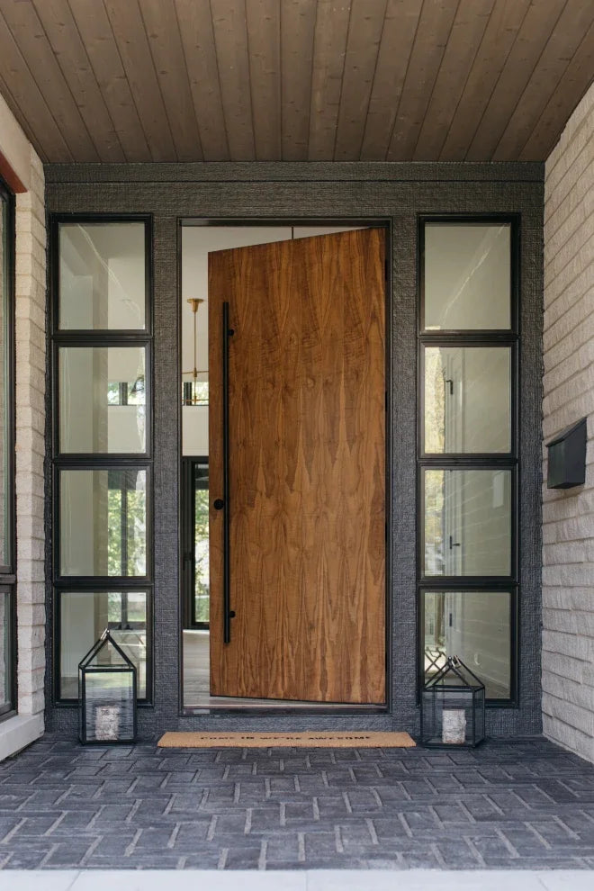 Charge Unit Aluminium Exterior Entrance Door With Tempered Glass For Villa Modern Security