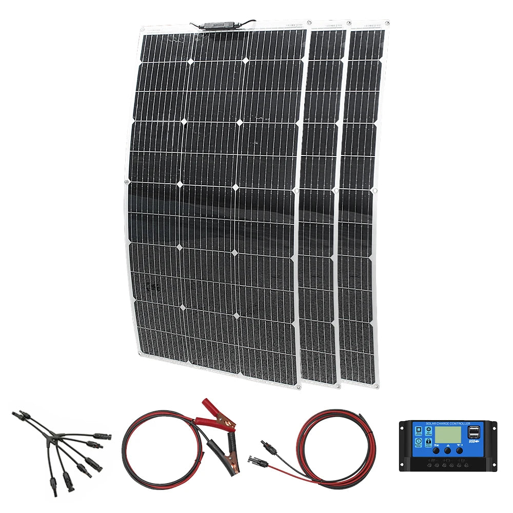 ASUNERGE 400W Durable Waterproof Monocrystalline Solar Panel Kit SystemBundleProPlus