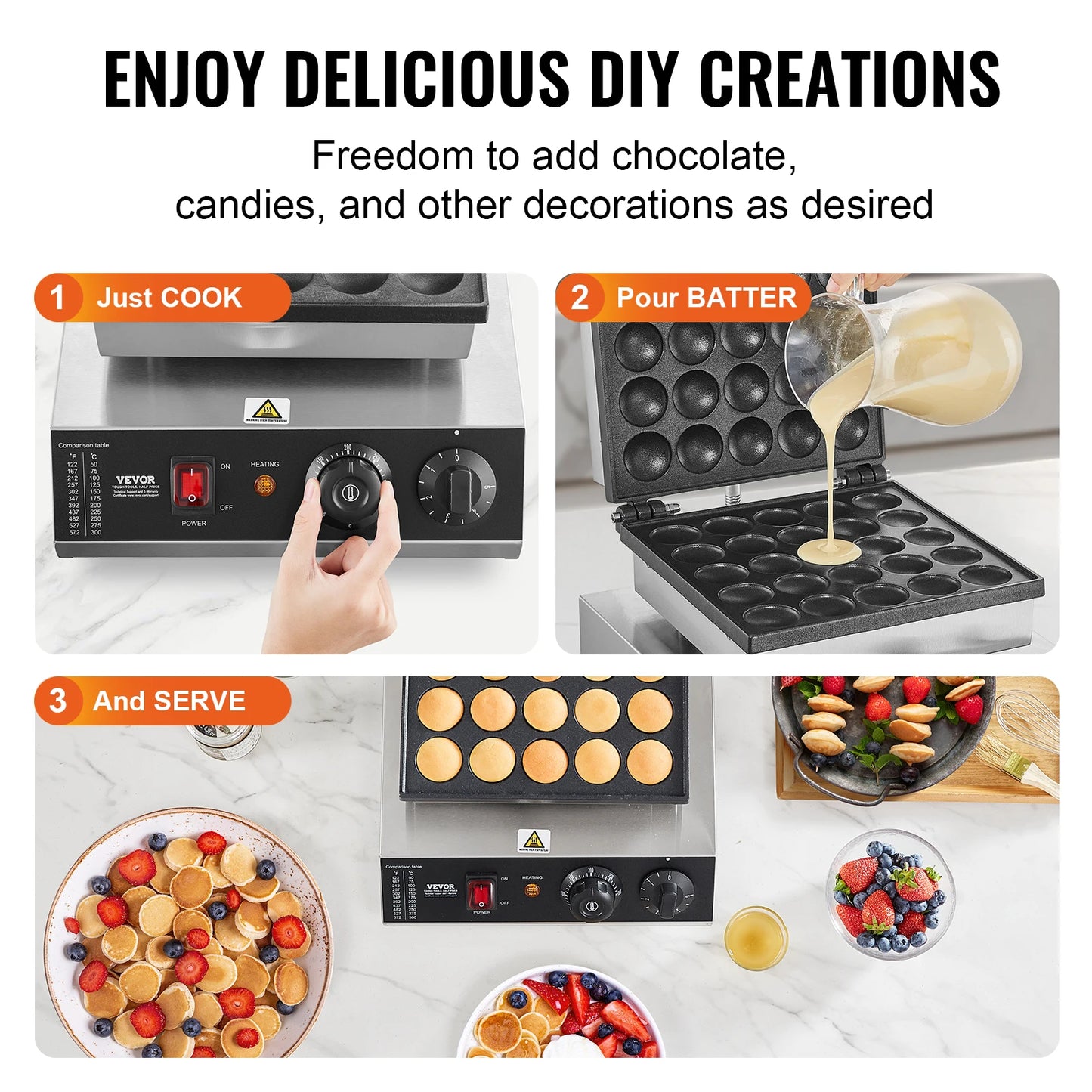 SucceBuy Electric Waffle Maker Nonstick 500W With Temperature Control