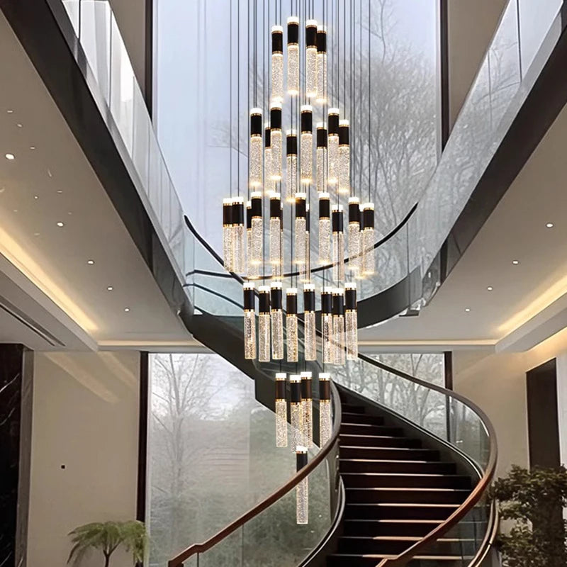 Savenmade Crystal Staircase Pendant Chandelier for Living Room Lighting