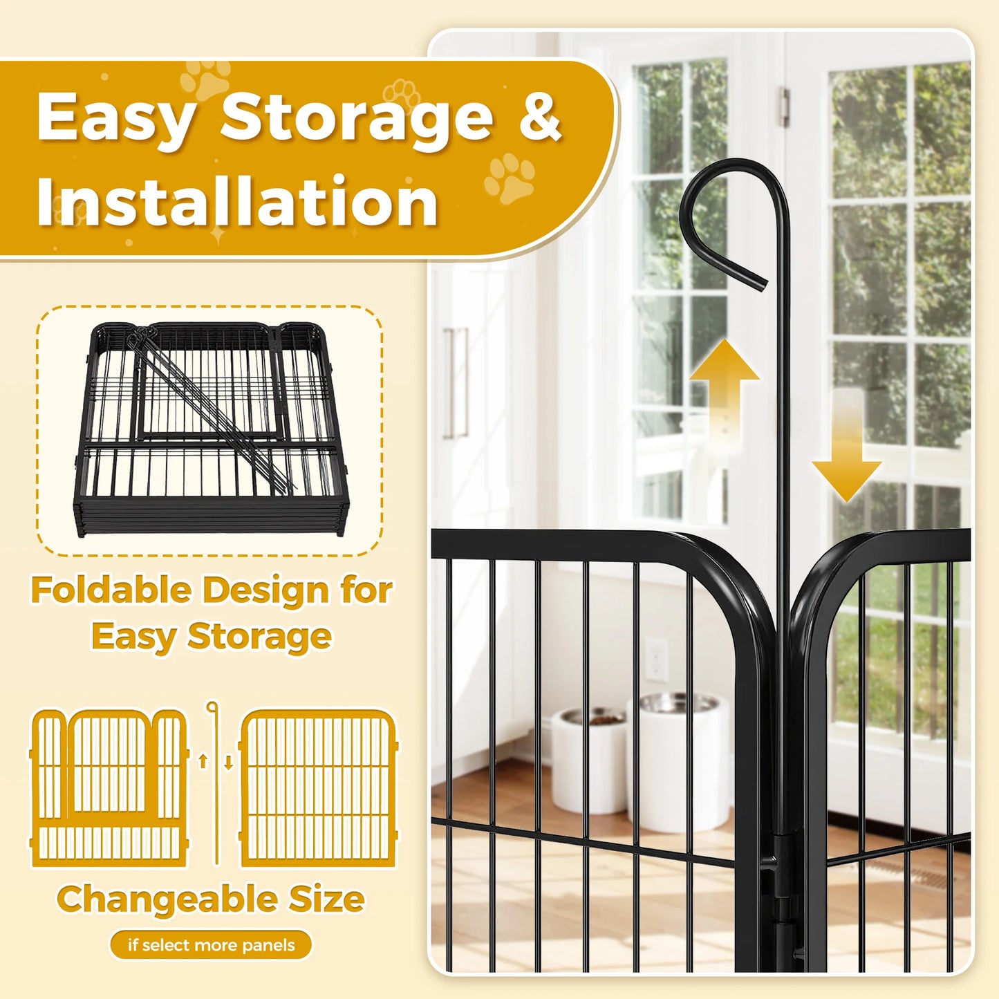 Dog Playpen With Door WeatherResistantAllSeason Foldable Iron Pet Fence Enclosure