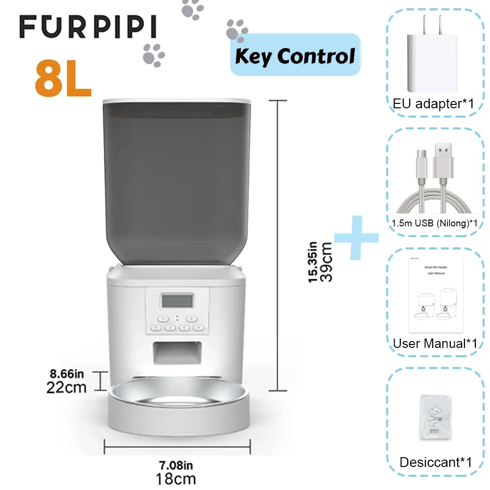 Furpipi Automatic Cat Feeder With Key Control And Time Setting
