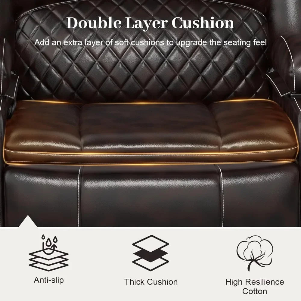Minimalist PU Leather Recliner Sofa Set With Tiered Cushions