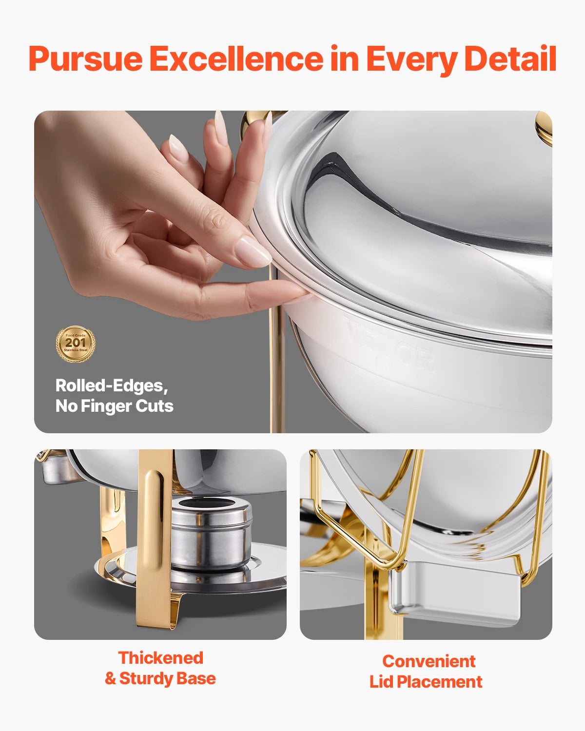 SucceBuy 4 Pack Chafing Dish Buffet Set Stainless Steel Chafer 4 Pans