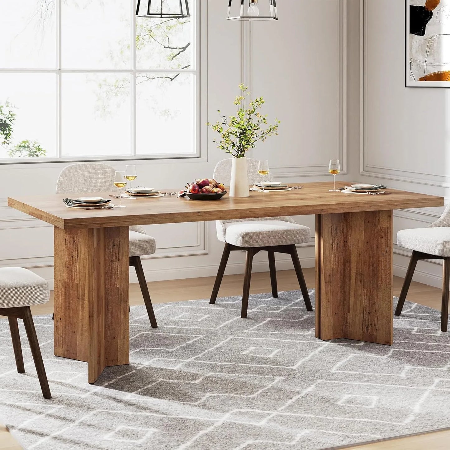 Little Tree Farmhouse Dining Table for Living and Dining Rooms
