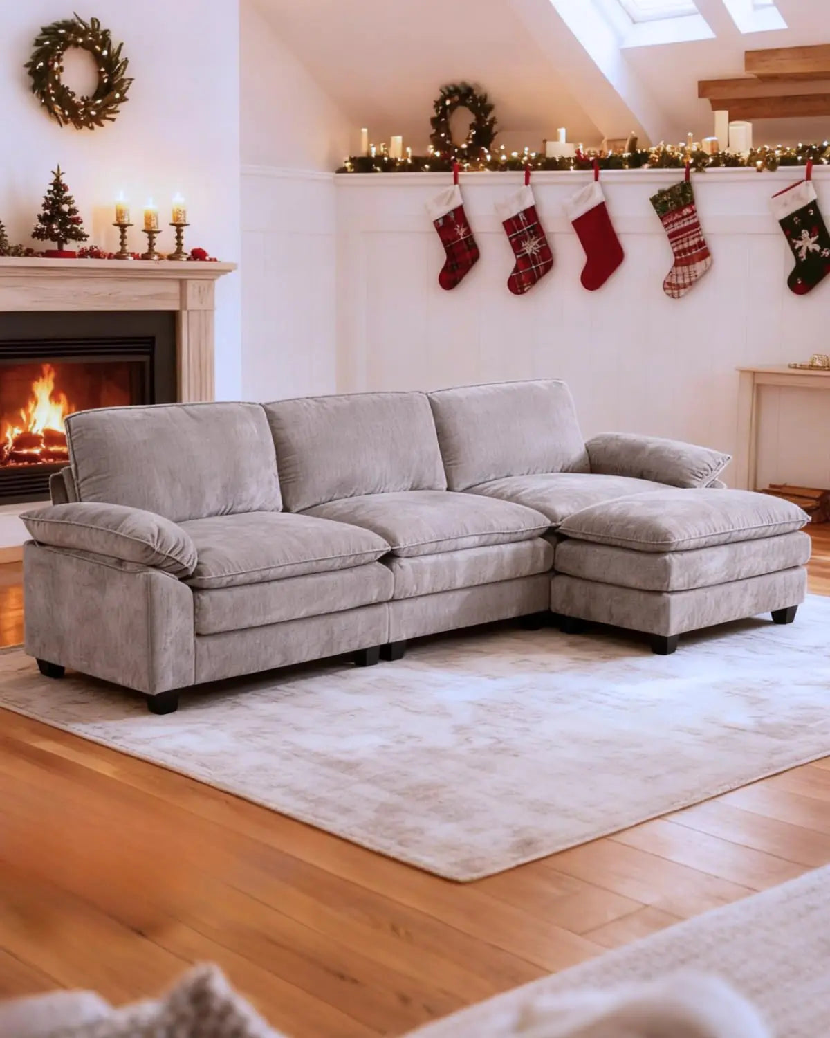 Modular Sectional Sofa With Ottoman Chenille Sleeper Upholstered Furniture