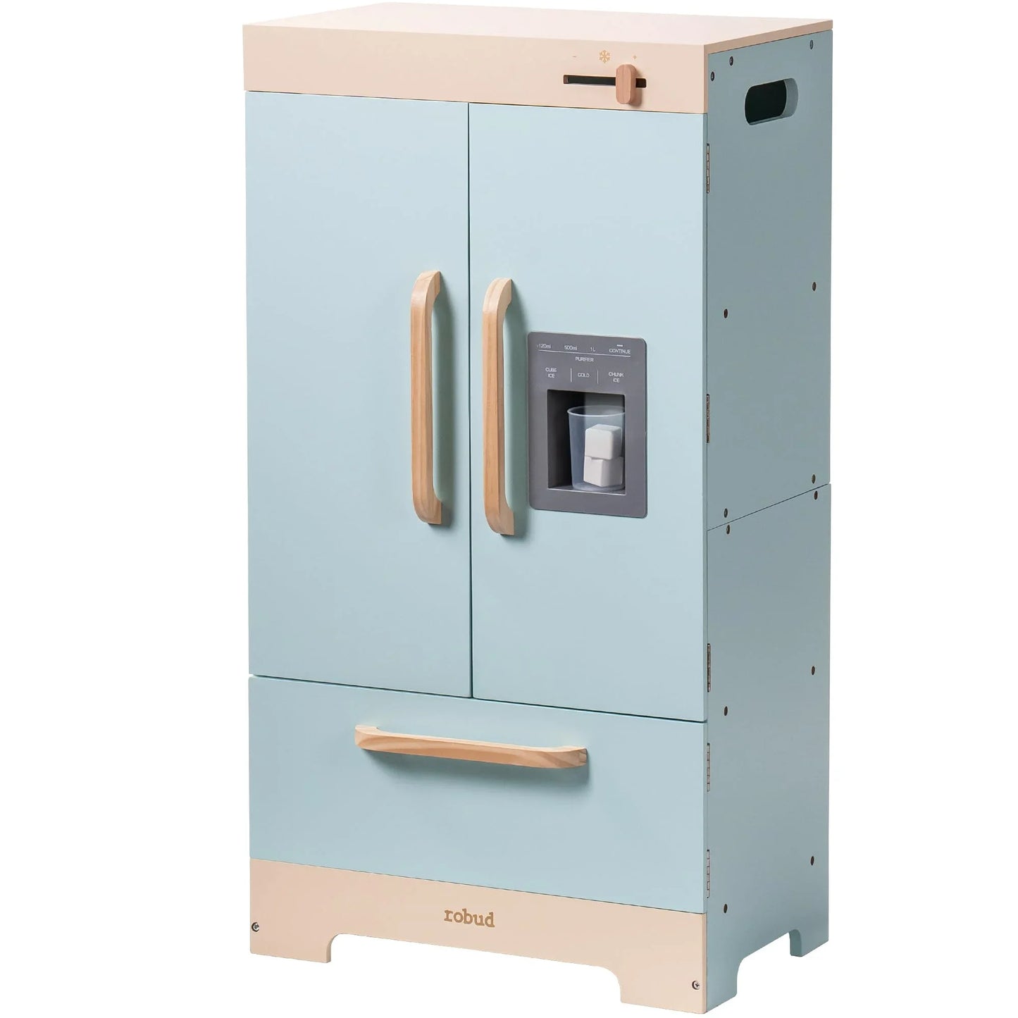 Robotime Robud Wooden Play Kitchen Refrigerator With Ice Dispenser Toy Set For Ages 3 Plus