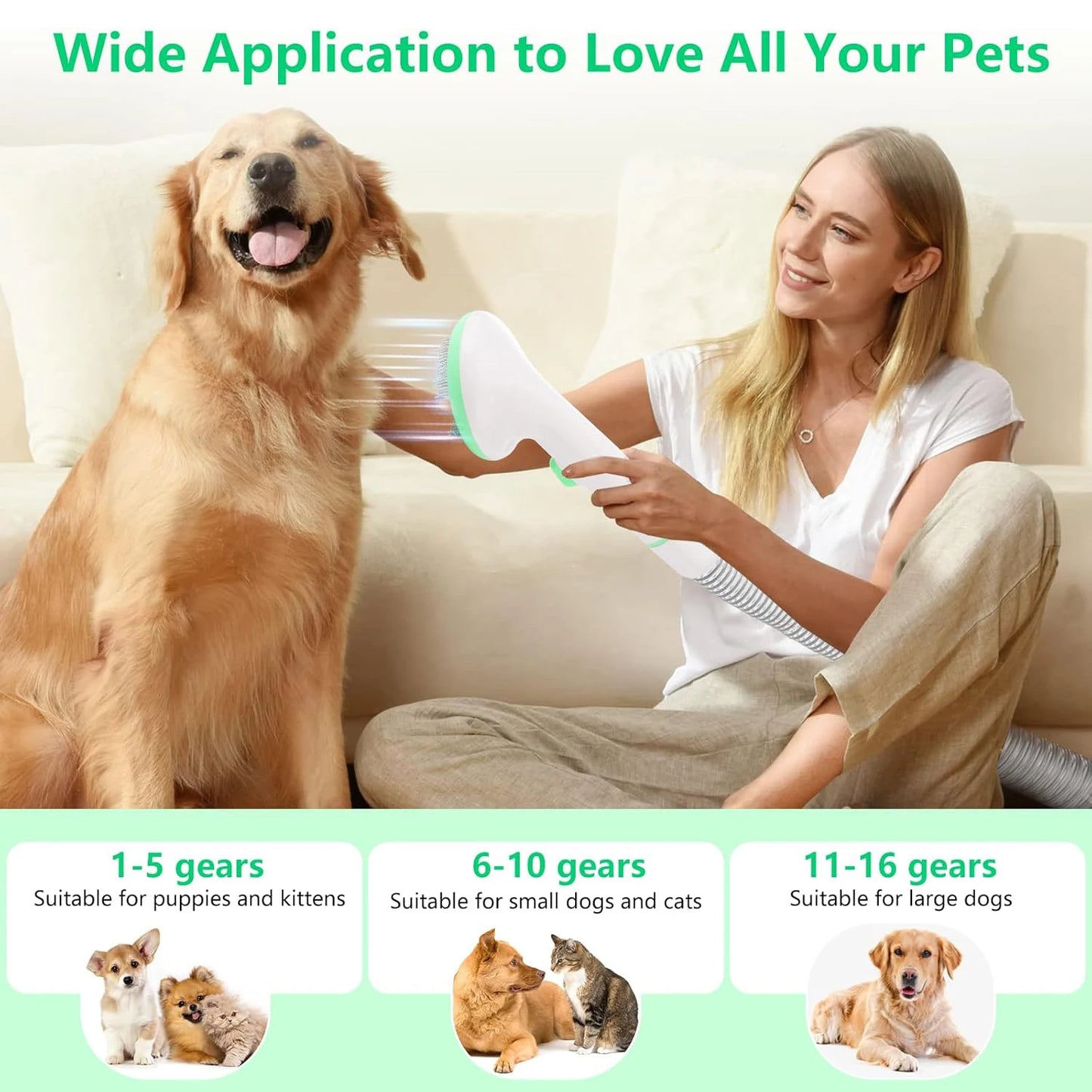 DishyKooker PetGrooming VacuumKitWith2LSuction FiveTools Silent Efficient Design ForPets HomeCare ProGrade