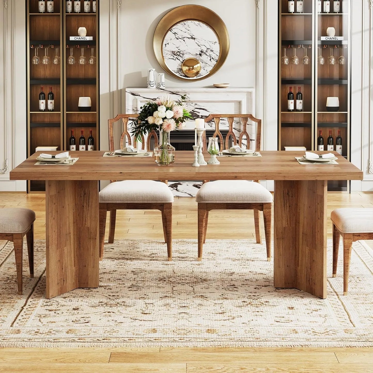 Little Tree Farmhouse Dining Table for Living and Dining Rooms