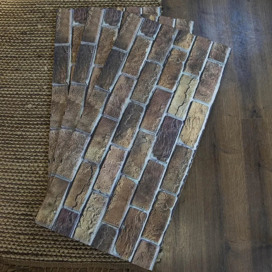 3D Wall Panels Faux Brick Cladding Brown Beige Stone Look Wall Paneling Styrofoam Facing for Living Room Kitchen Bathroom Balco