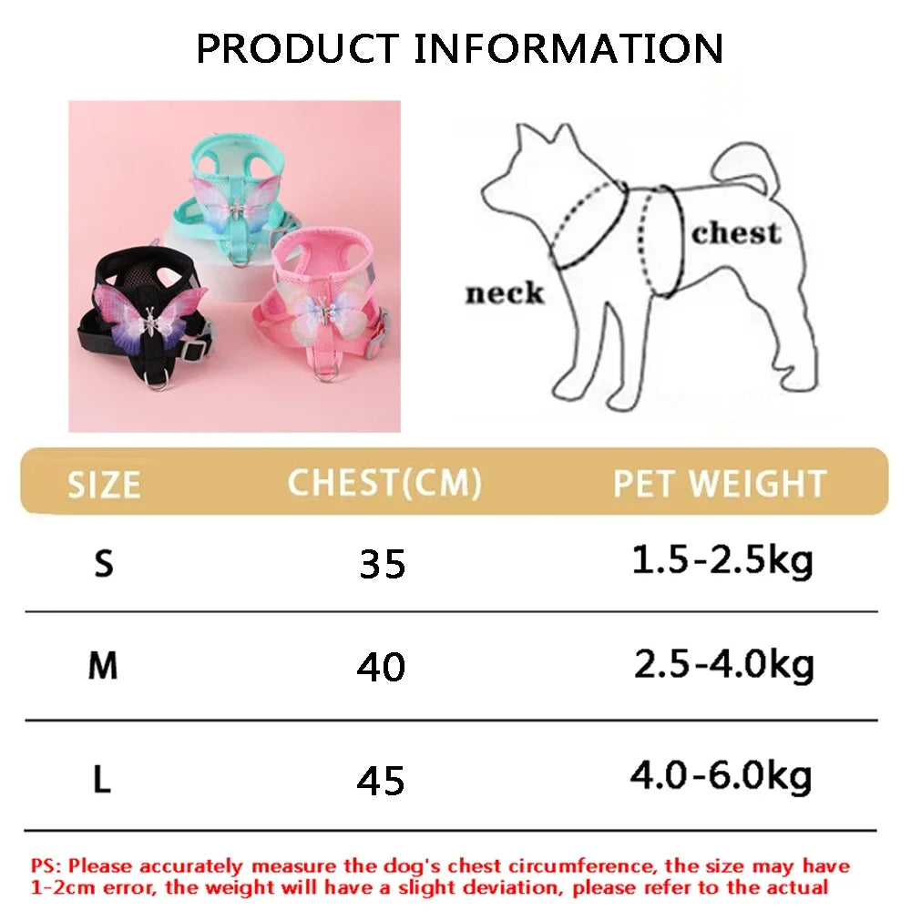 Butterfly UltraBreathable SuperExtraLightweight Mesh Dog Harness For Small Dogs Leash