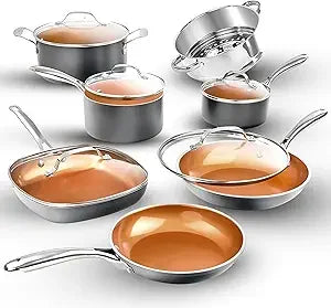 RBXC Ceramic Cookware Set With Nonstick Pots And Pans Steamer